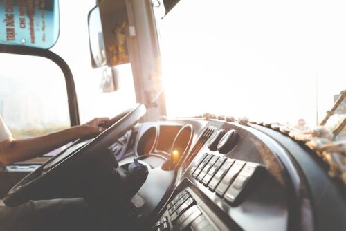 inside of a truck cabin