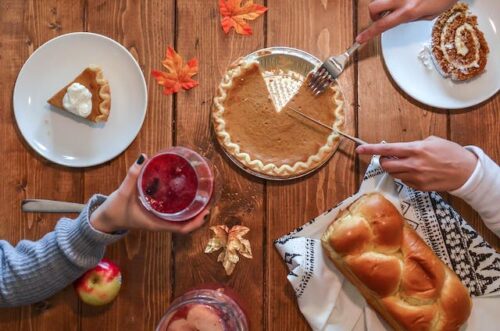 dinner table at thanksgiving celebration