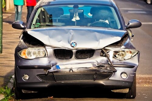 vehicle with front end damage